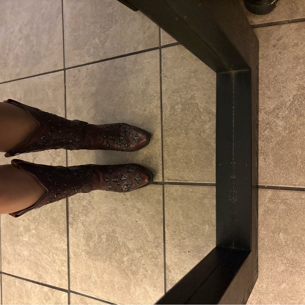 Elegant Brown Embellished Heeled Boots